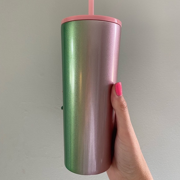 Pink and green multidimensional Starbucks Tumbler - Picture 3 of 6